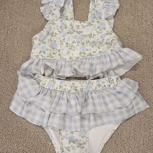 Floral Blue Kids Swim Bikini